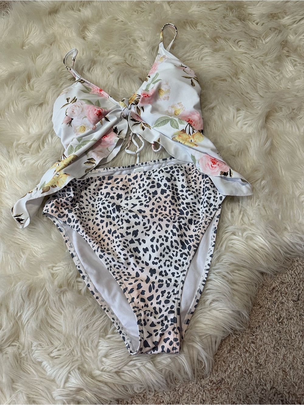 Floral & Leopard Mix bikini set